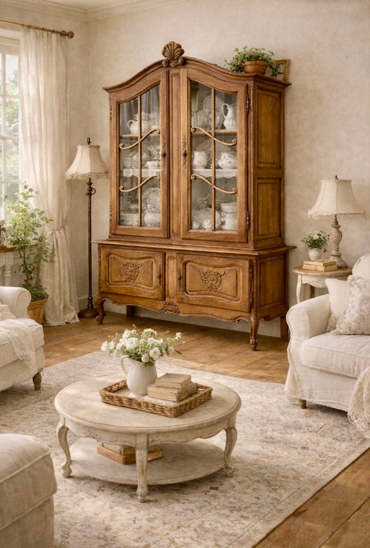 フランス アンティーク 家具 キャビネット 飾り棚 オーク材 1930年代