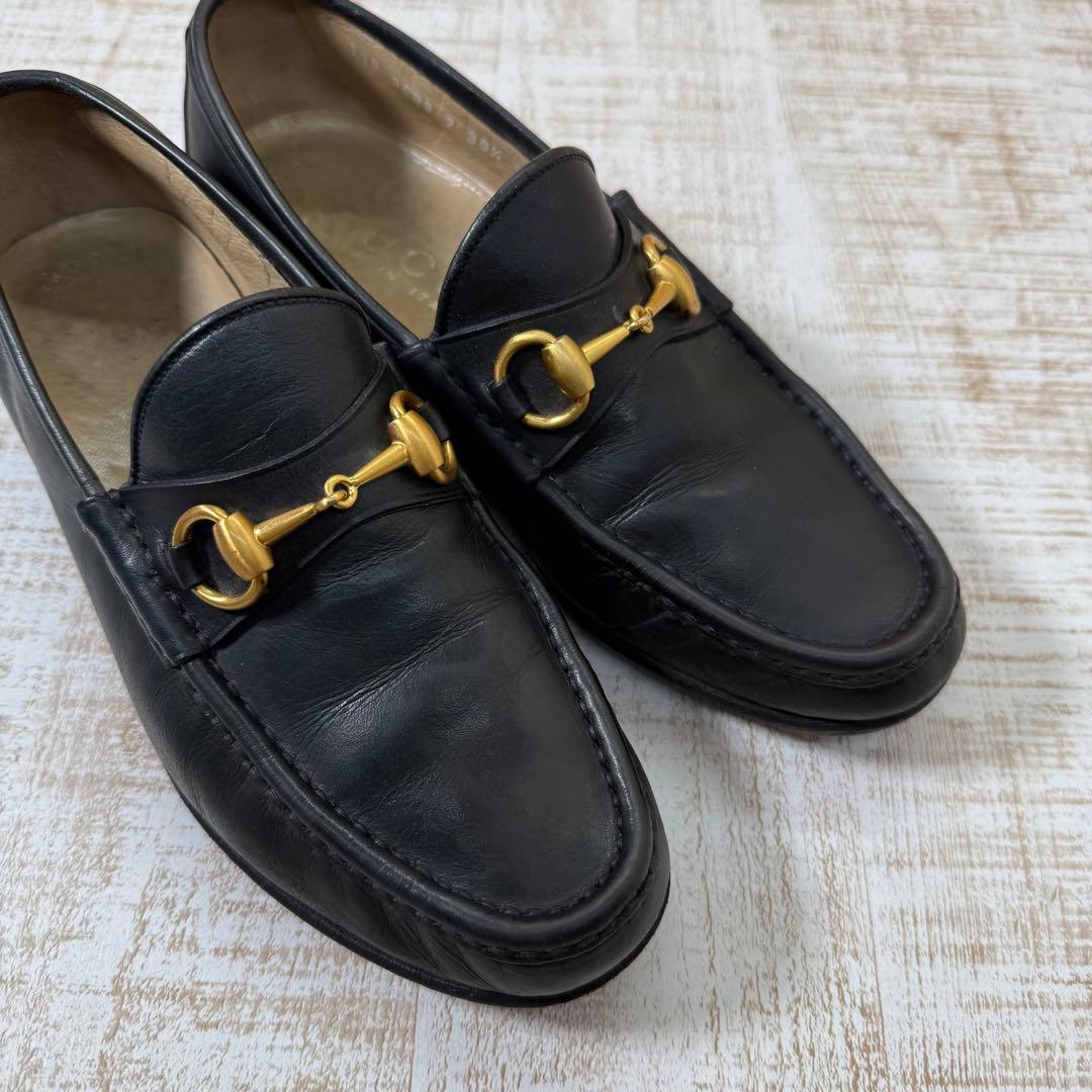 GUCCI ホースビットローファー 黒金 39 1/2 E 24.5