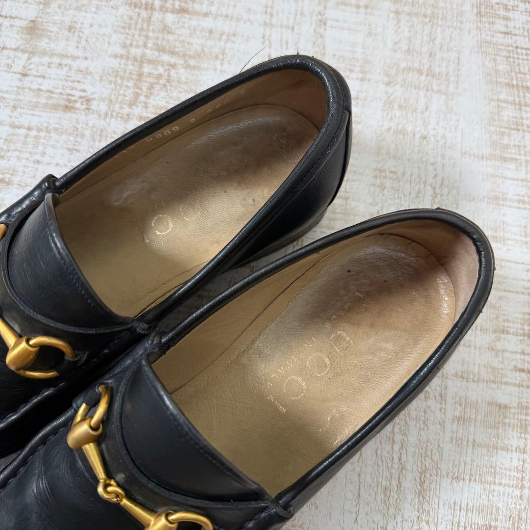 GUCCI ホースビットローファー 黒金 39 1/2 E 24.5