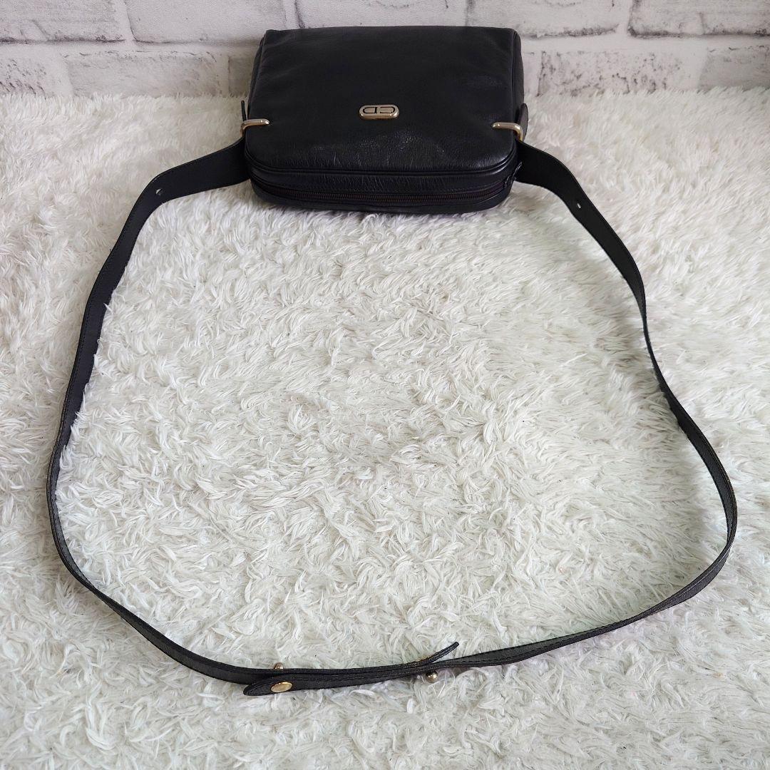クリスチャンディオール ショルダーバッグ 斜め掛け ビンテージ レザー ブラック