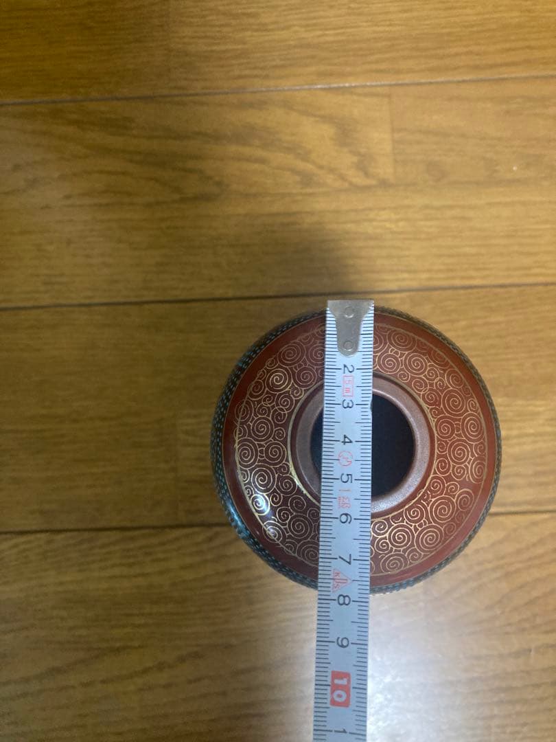 未使用　九谷焼　花瓶　青粒鉄仙　錦峰作