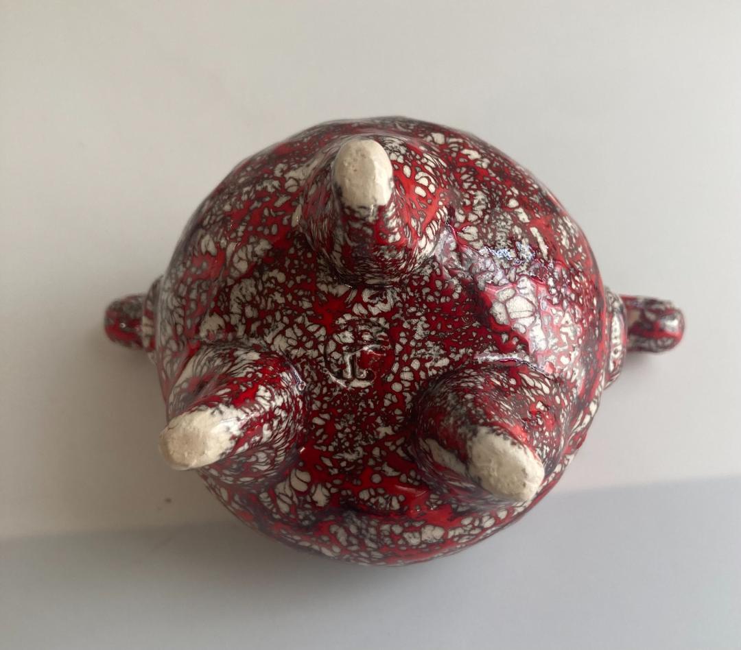 陶芸　箕面焼　二代松田箕山　獅子付き　耳付き　三ツ足香炉　香道具　茶道具