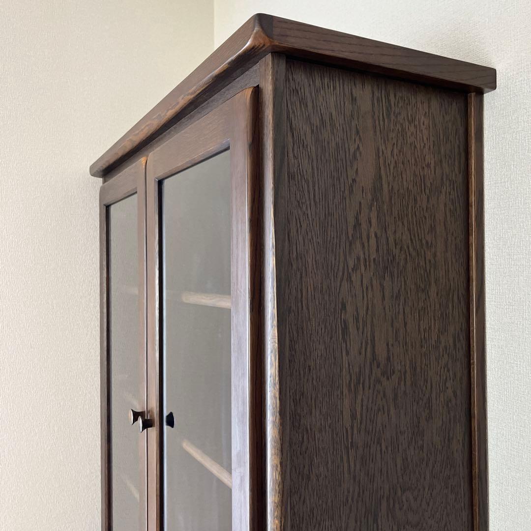 柏木工　ガラスキャビネット　アンティーク　店舗什器　楢材　食器棚