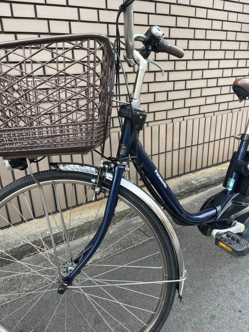 電動アシスト自転車 ネイビー 前カゴ付き