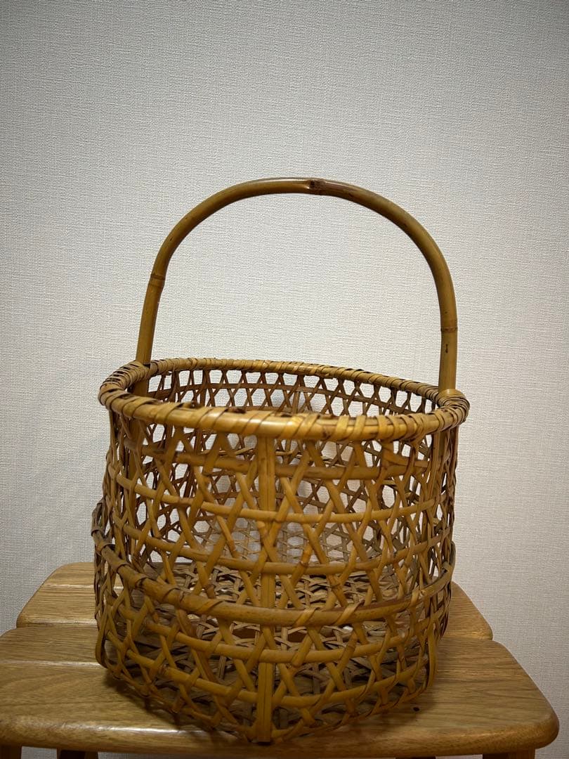 りんごかご　根曲竹　国産　竹籠　持ち手
