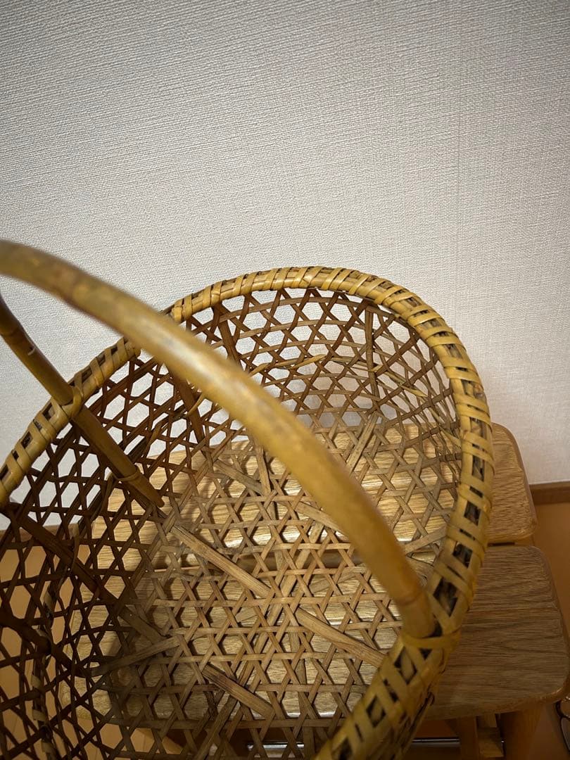 りんごかご　根曲竹　国産　竹籠　持ち手