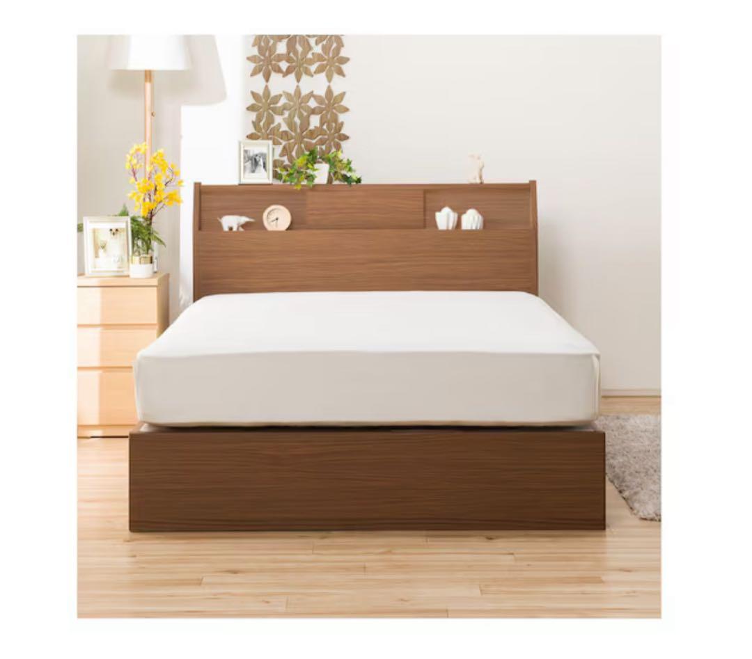 【送料込】ニトリ セミダブルベッドフレーム(アザン) ミドルブラウン