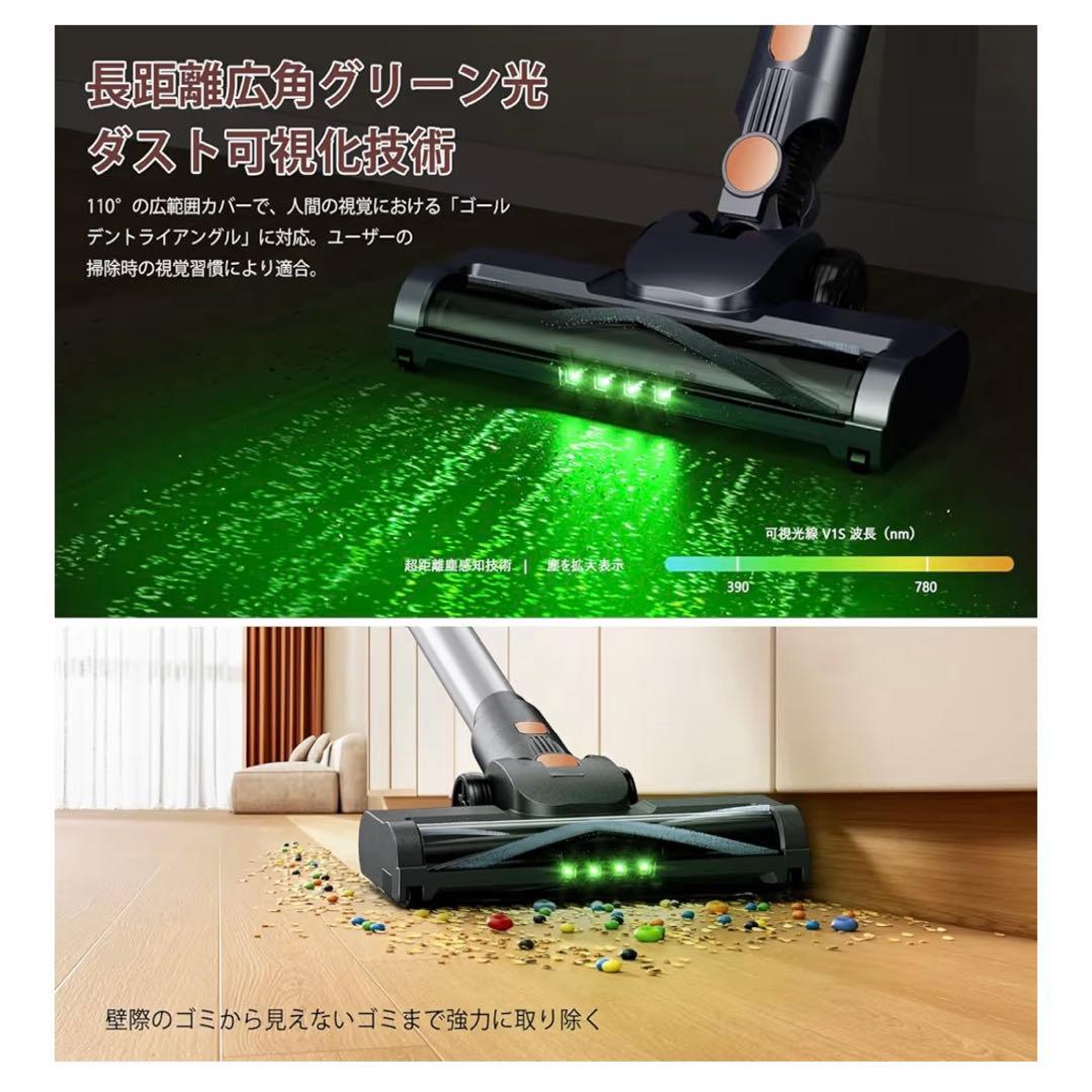 コードレス掃除機 90KPa 超強力550W 1.8kg 軽量 自立式 LED