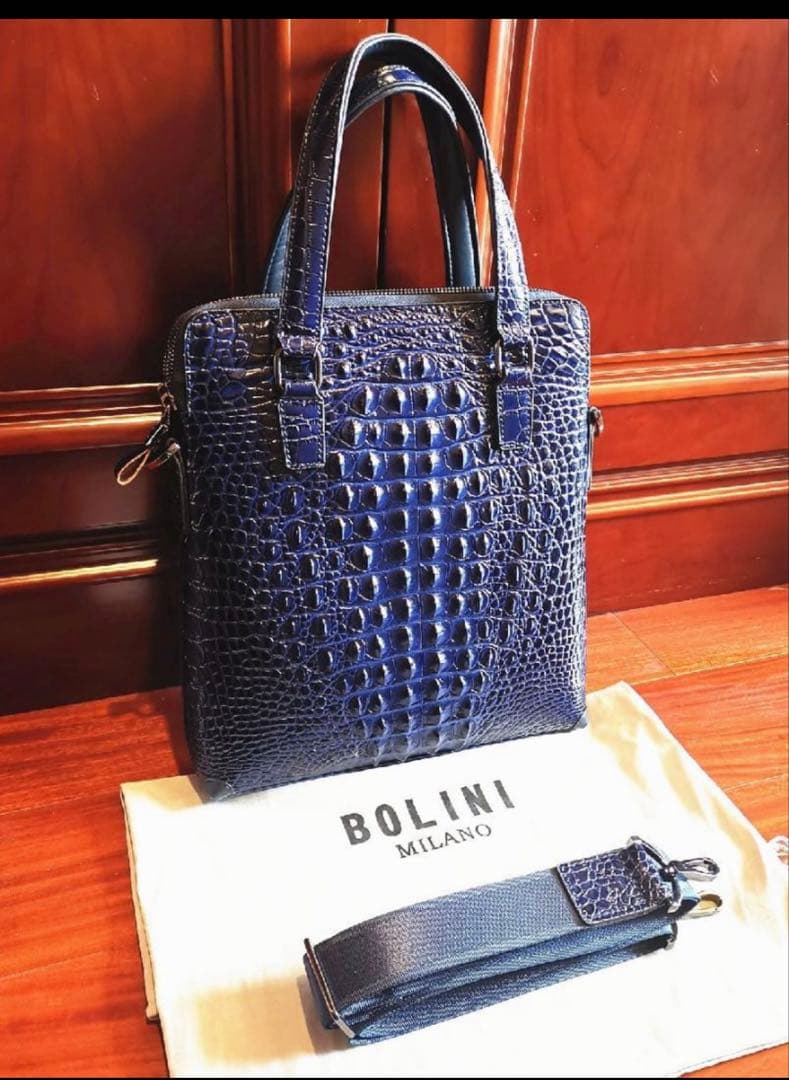 新品未使用★BOLINIトートバッグ★牛革★クロコダイル