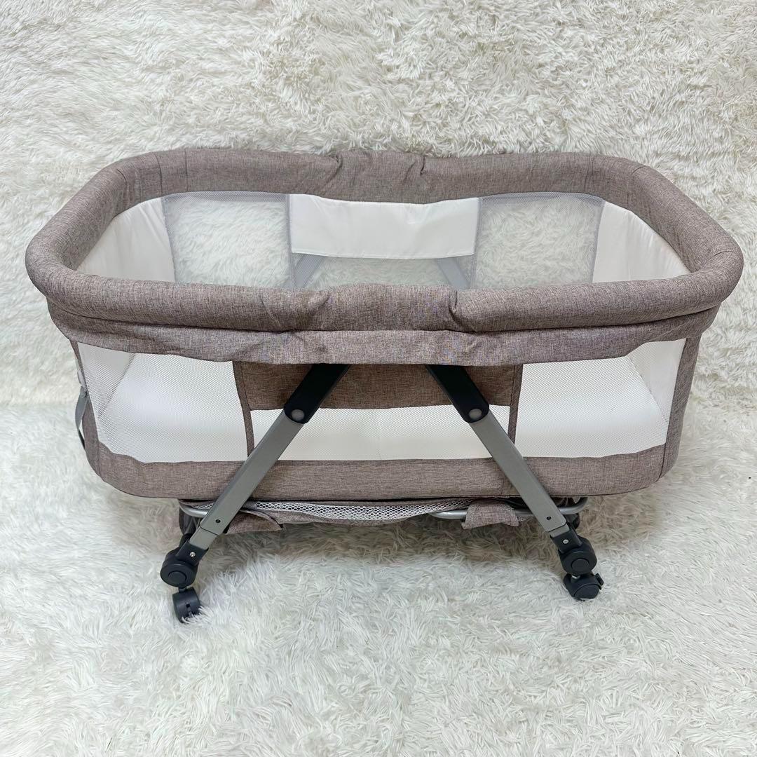 ✨美品✨ 簡易ベビーベッド 移動式 折りたたみ 蚊帳 荷物入れ 収納バッグ