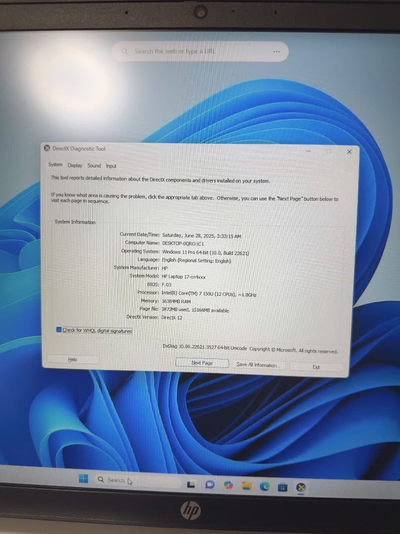 HP Laptop 17ノートパソコン. Core (TM) 7-150u.