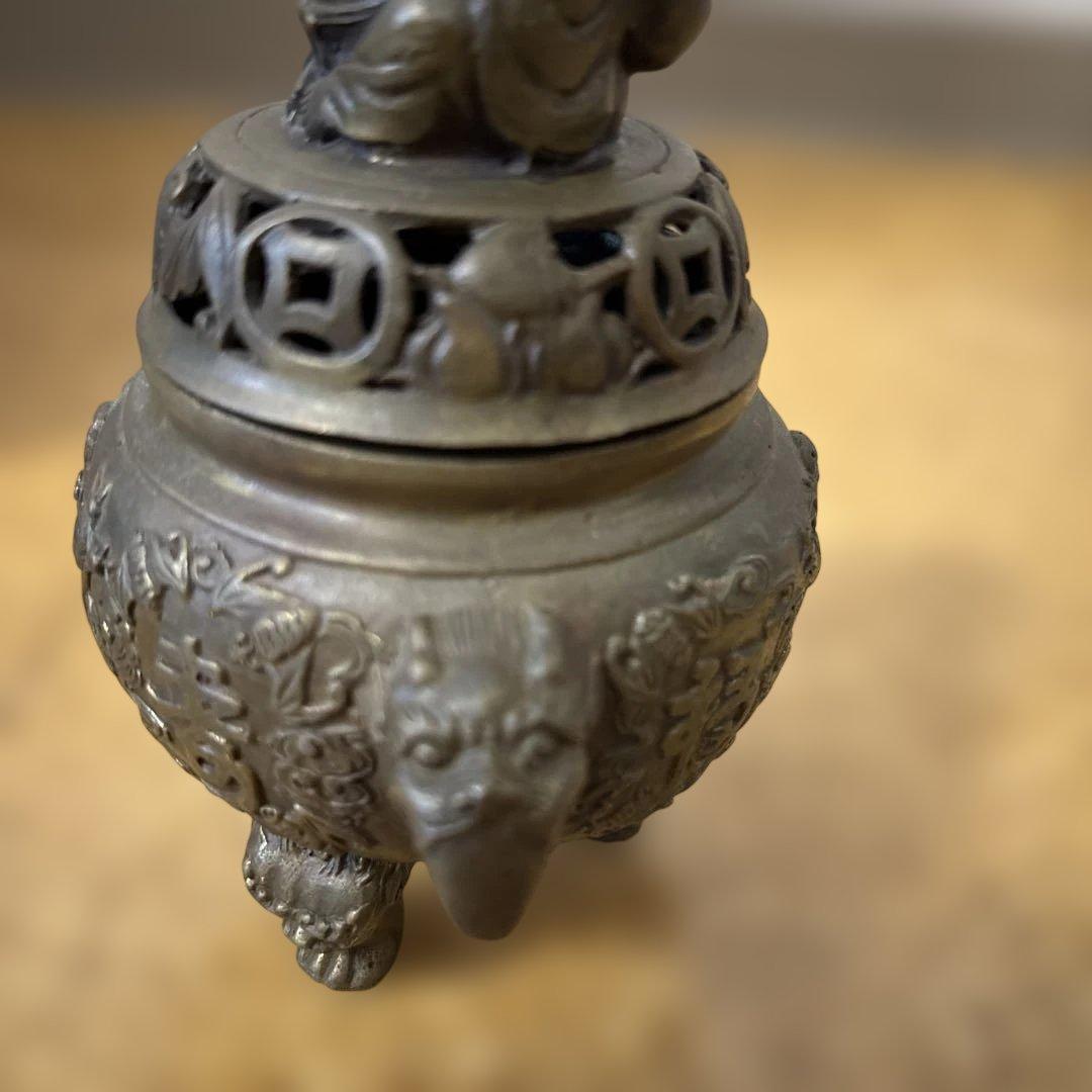 【香炉】アンティーク布袋様大明宣徳年製銅製　三足 古道具　価格交渉可