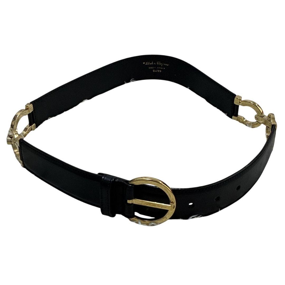 極美品✨サルヴァトーレフェラガモ ガンチーニ ベルト レザー ブラック×ゴールド