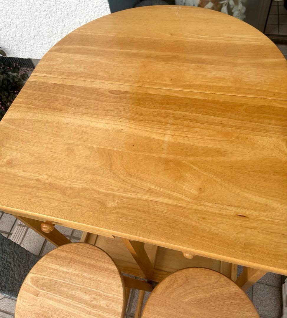 キッチン　カウンターワゴン　テーブル　キャスター 椅子2脚　引き出し　収納付き