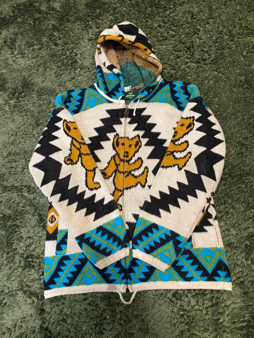 90s デッドベア　エクアドルニット　パーカー　ビンテージ　激レア　太陽　花柄