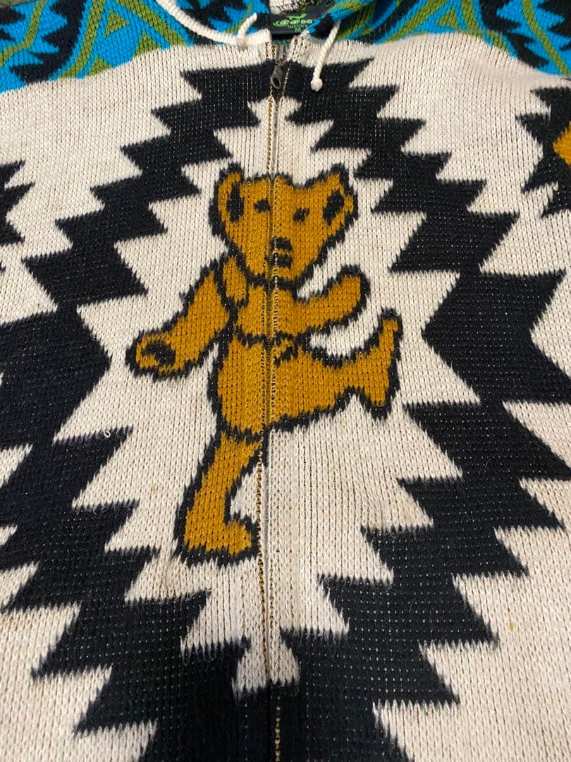 90s デッドベア　エクアドルニット　パーカー　ビンテージ　激レア　太陽　花柄