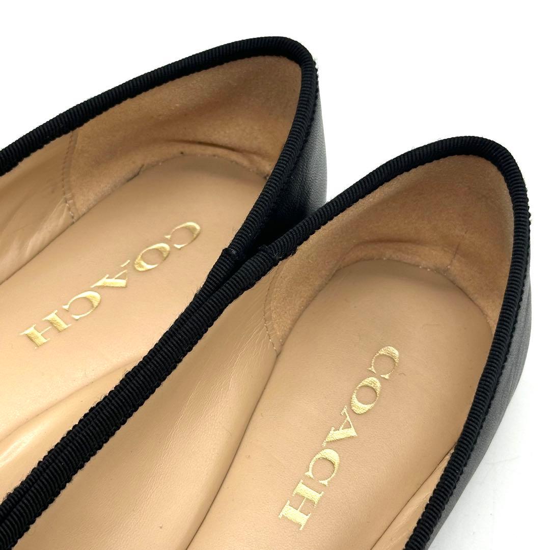 【美品】コーチ アリーナバレエ バレエシューズ レザー ブラック 24cm