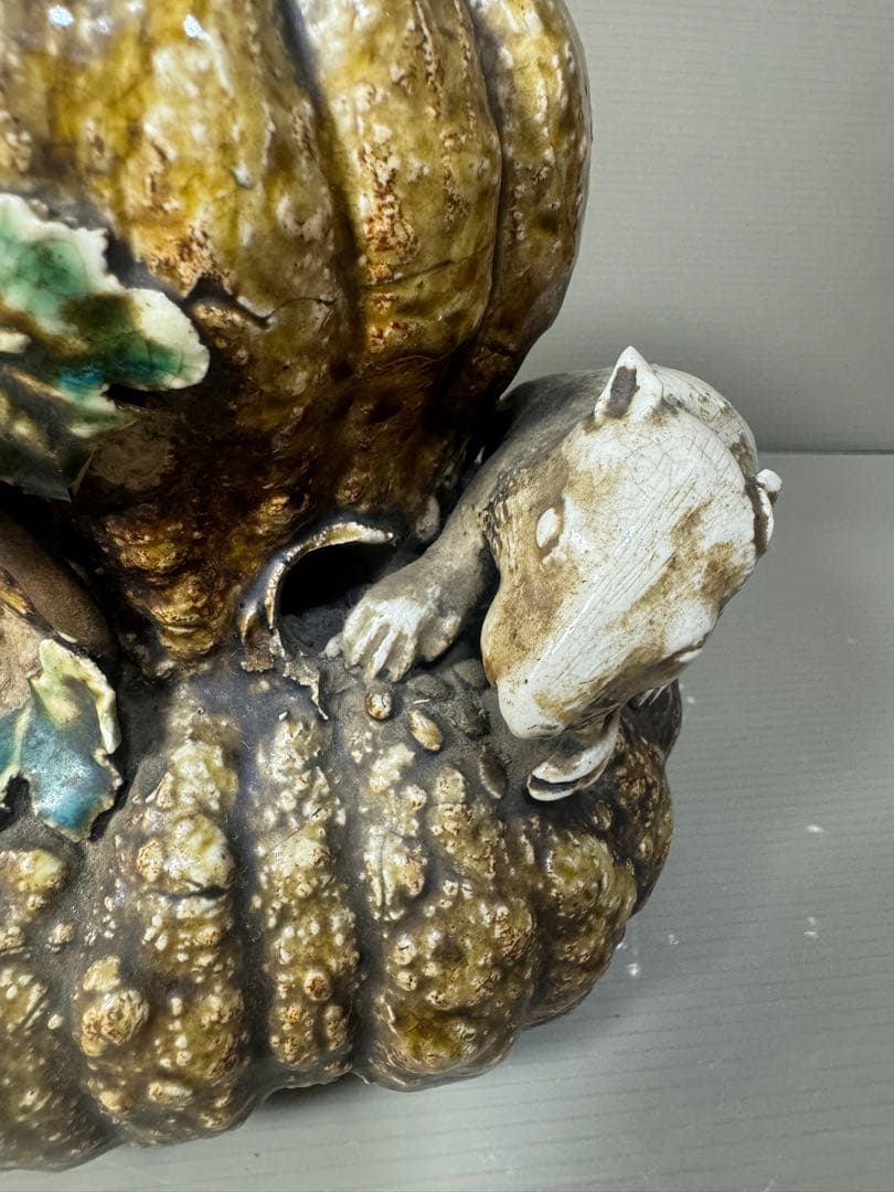 2612 希少　九谷焼　木米作　ネズミ瓜　置物　時代物