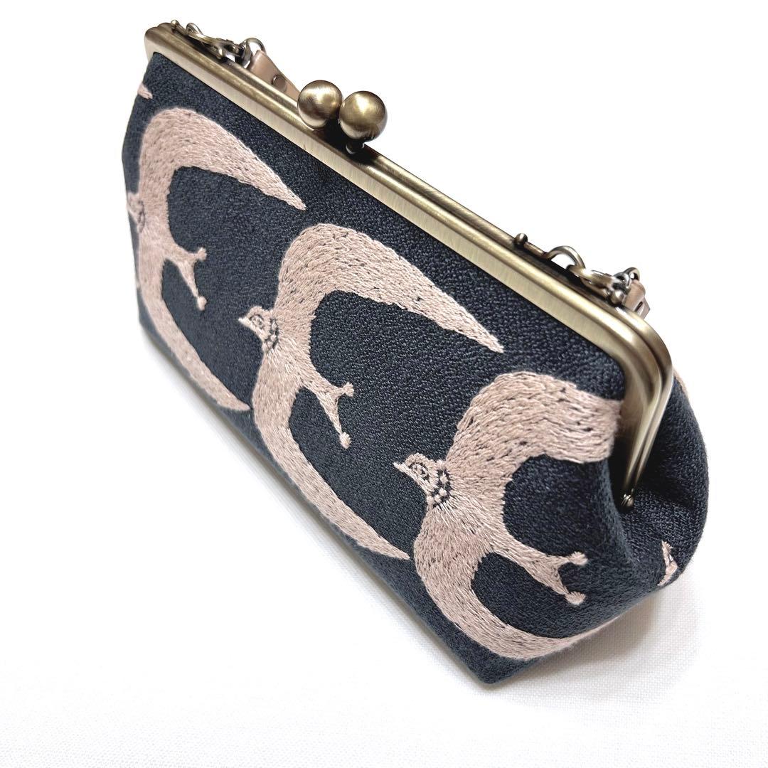 ミナペルホネン　ハンドメイド　がま口　go! バッグ マチ広め　短ストラップ付