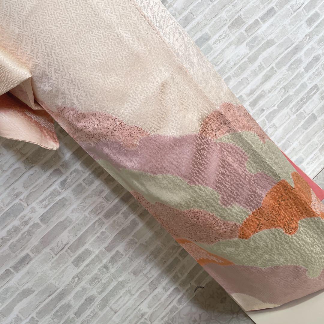 訪問着　フルセット　橘　手刺繍　鹿の子絞り　紗綾形地紋　入学式　卒業式　Q5