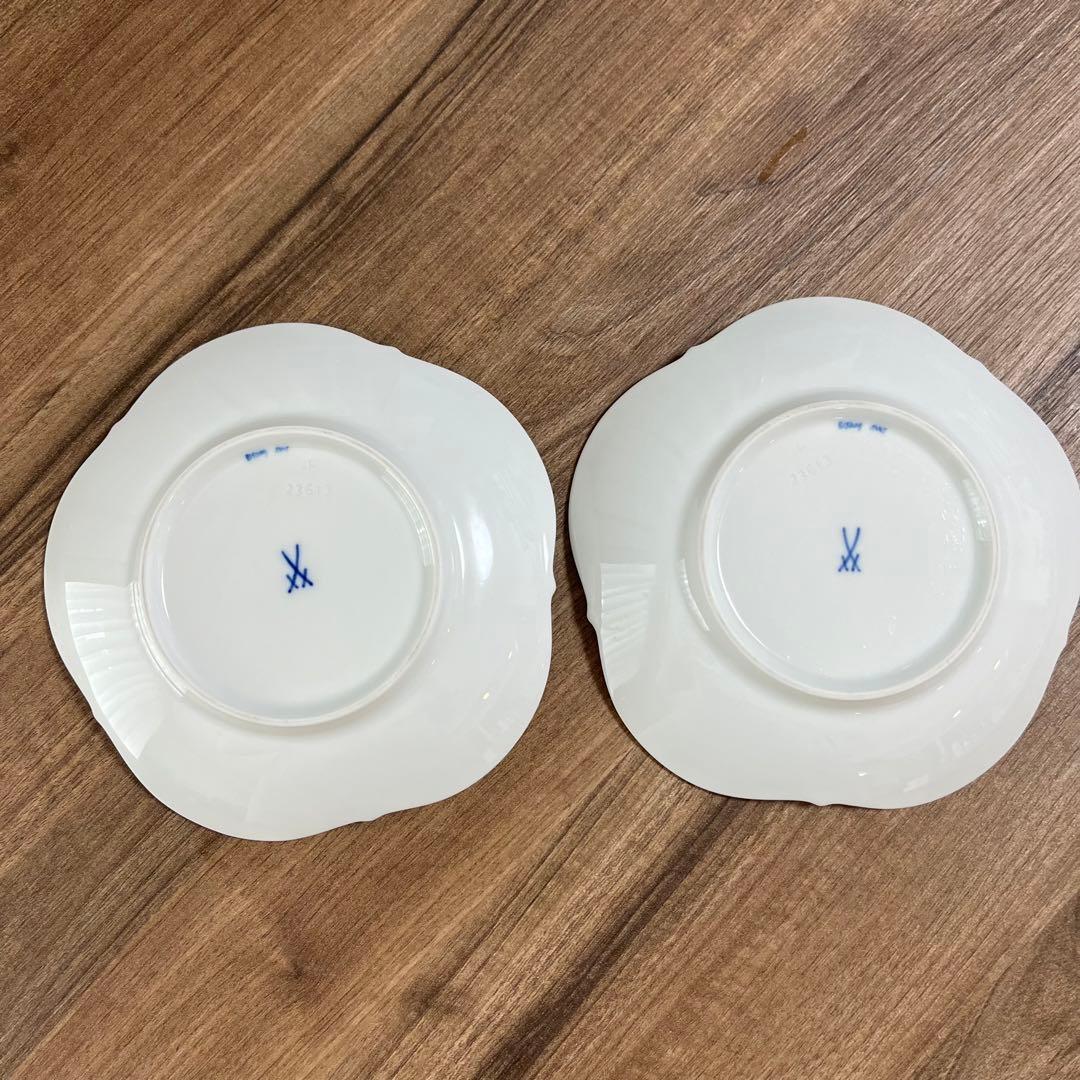 マイセン 剣マーク C＆S 2客 / プレート 2枚 / ホワイトレリーフ1枚