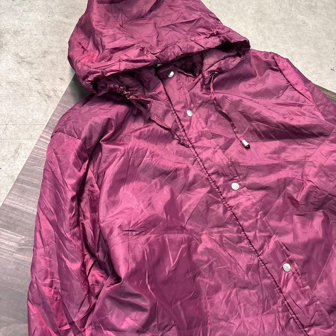 7W7 ベンチコート　ジャケット　ジップアップ　無地　えんじ5L 中綿　古着