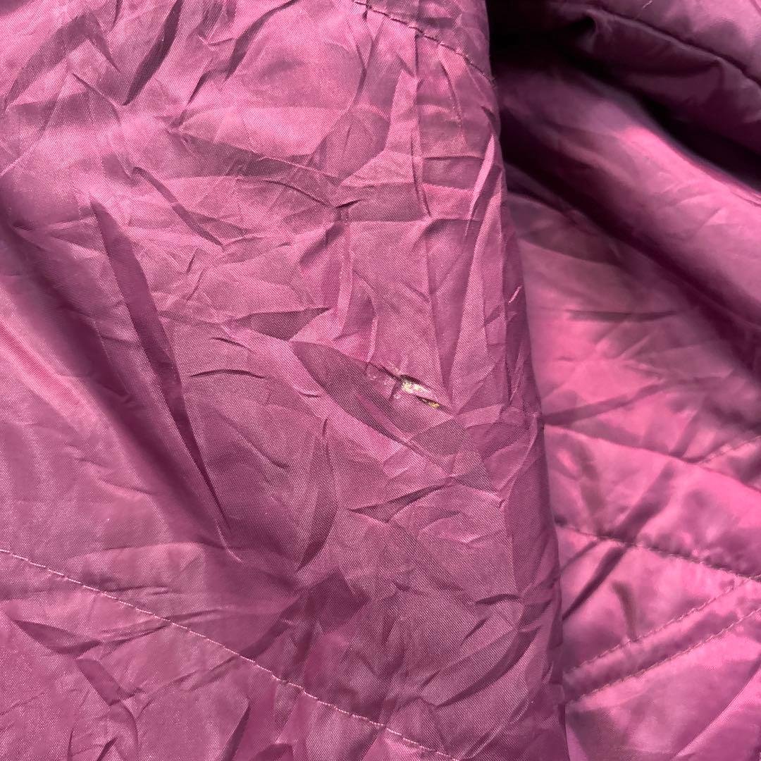 7W7 ベンチコート　ジャケット　ジップアップ　無地　えんじ5L 中綿　古着