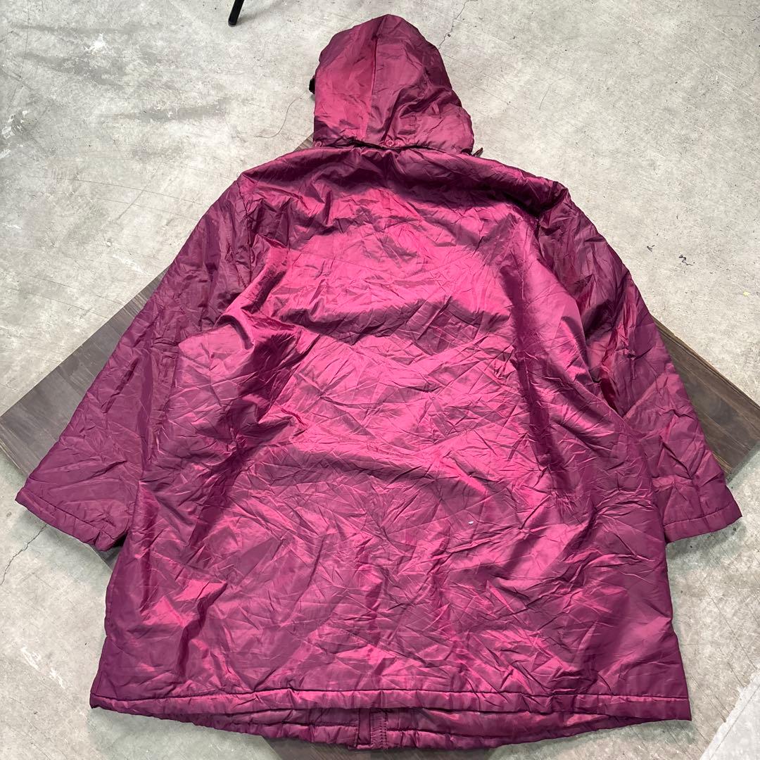 7W7 ベンチコート　ジャケット　ジップアップ　無地　えんじ5L 中綿　古着