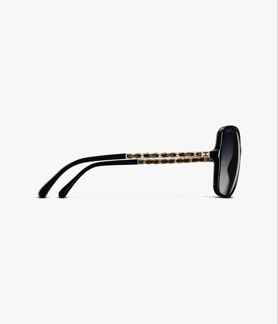 【美品】CHANEL シャネル スクエアシェイプアイウェア サングラス ブラック