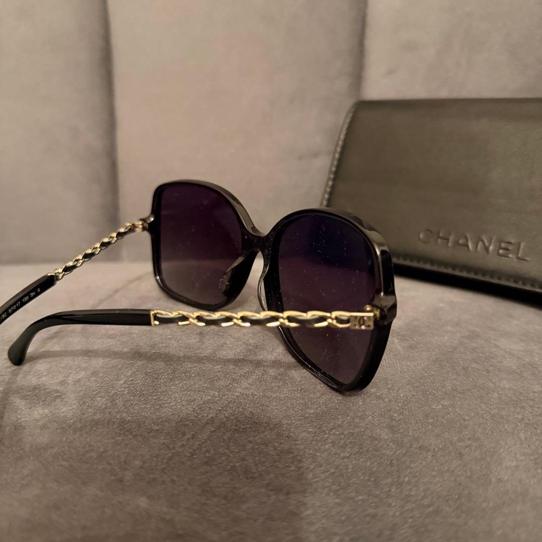 【美品】CHANEL シャネル スクエアシェイプアイウェア サングラス ブラック