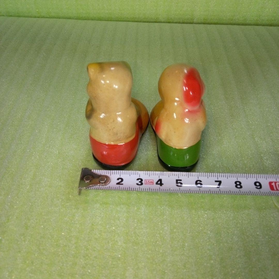 猫と犬の靴型置物　靴に入った猫と犬の鉛筆削り　フィギュア　アンティーク　レトロ