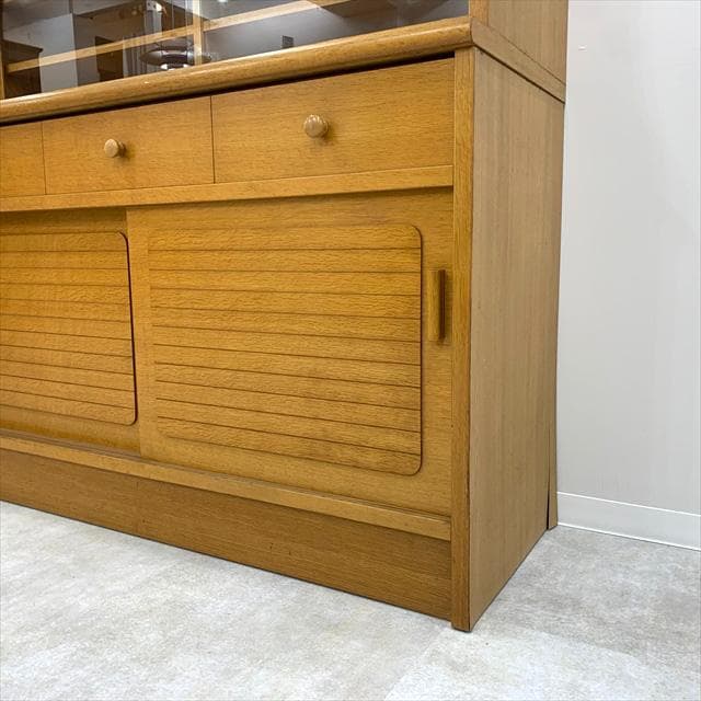 80'sヴィンテージオーク突板食器棚（カップボード）