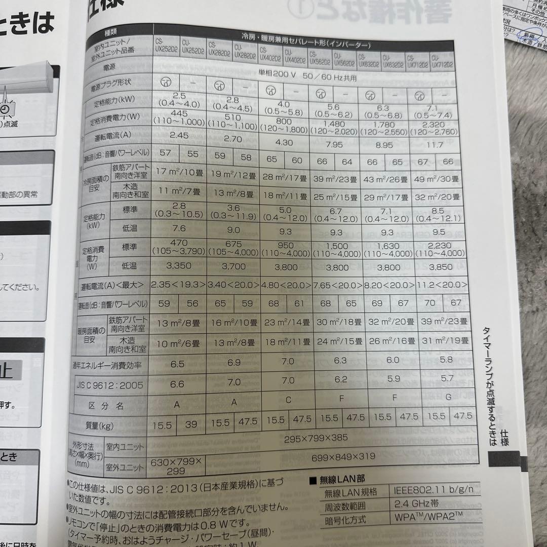 Panasonicルームエアコン家庭用エオリアCS-UX252D2-W 超備品