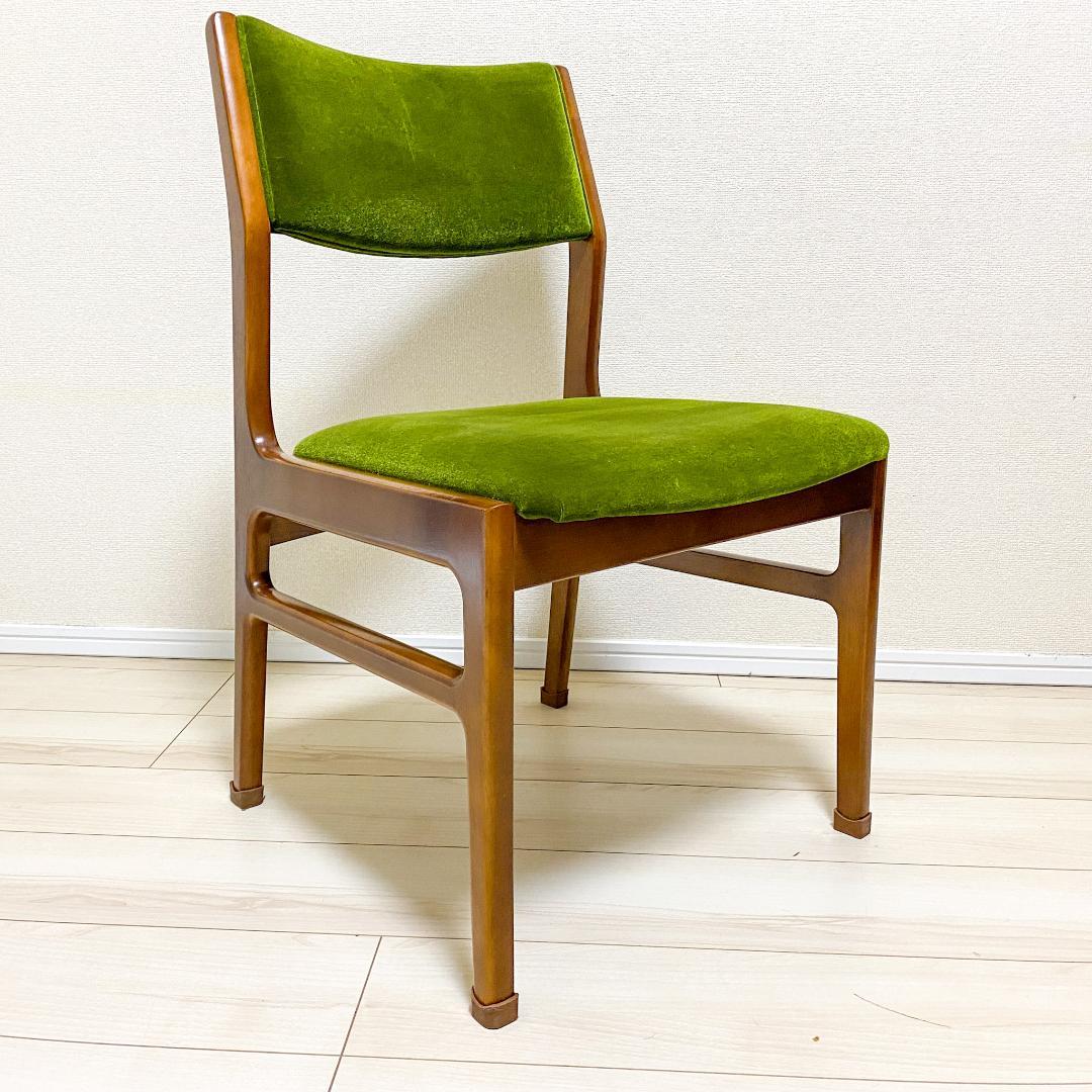 カリモク60 正規品 ダイニングチェア アームレス モケットグリーン