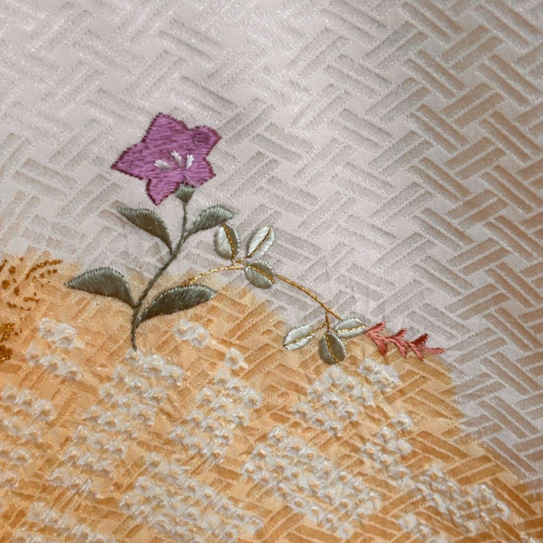 C- 1122▲正絹　付け下げ訪問着　襦袢付き　絞りと刺繍