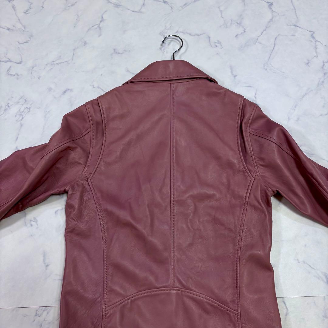 DIESEL ライダースジャケット レディース 本革 ラムレザー ピンク S