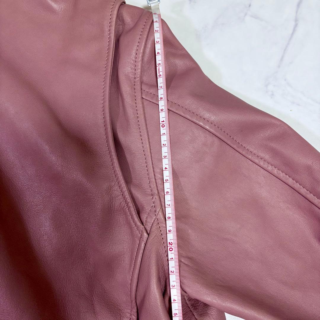 DIESEL ライダースジャケット レディース 本革 ラムレザー ピンク S