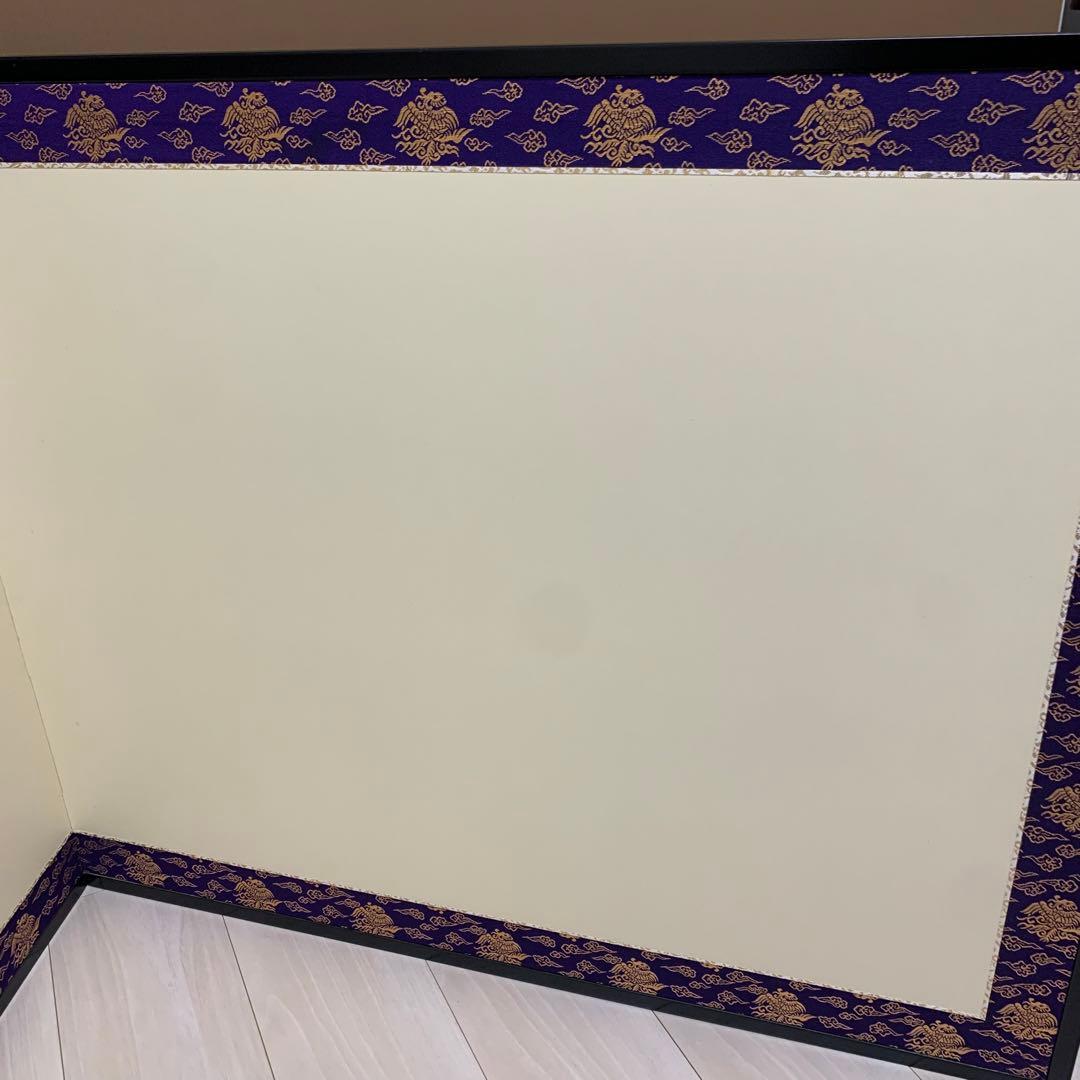 【美品】 茶道具 風炉先屏風 風炉先　総張 裏白　黒塗枠 雲鵬