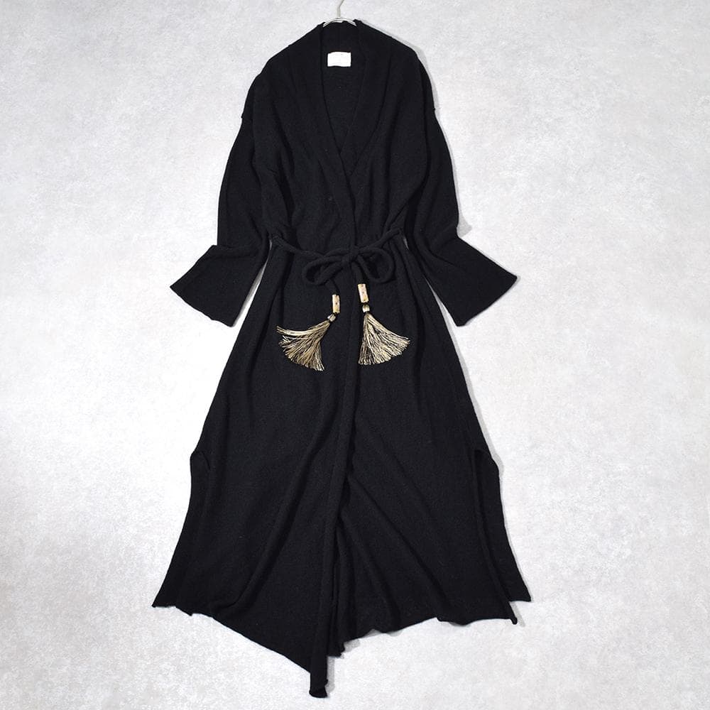 forte_forte カシミヤ ガウン ロングカーディガン タッセル紐付き