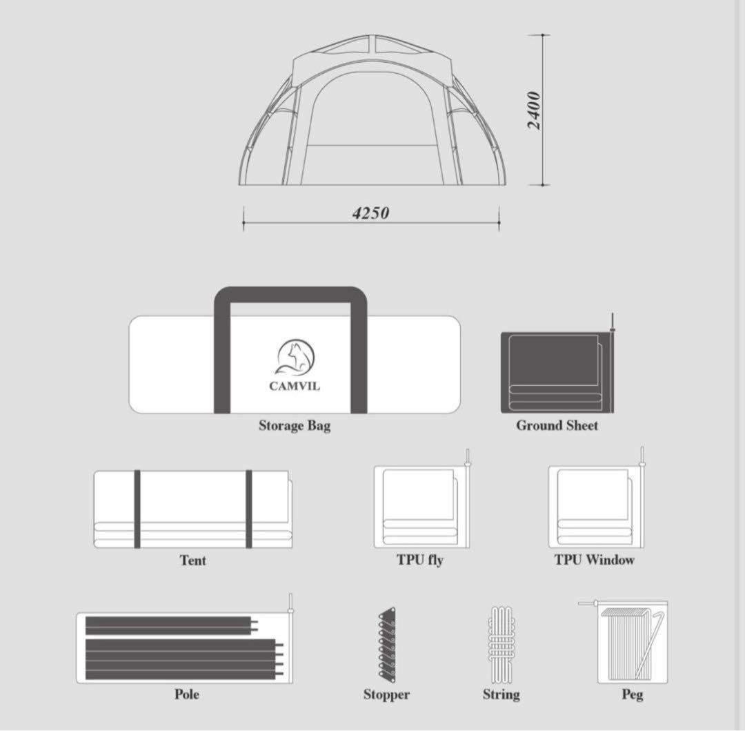 ゆ*う様 【新品未使用】CAMVIL タートルドーム ドームテント ホワイト 4