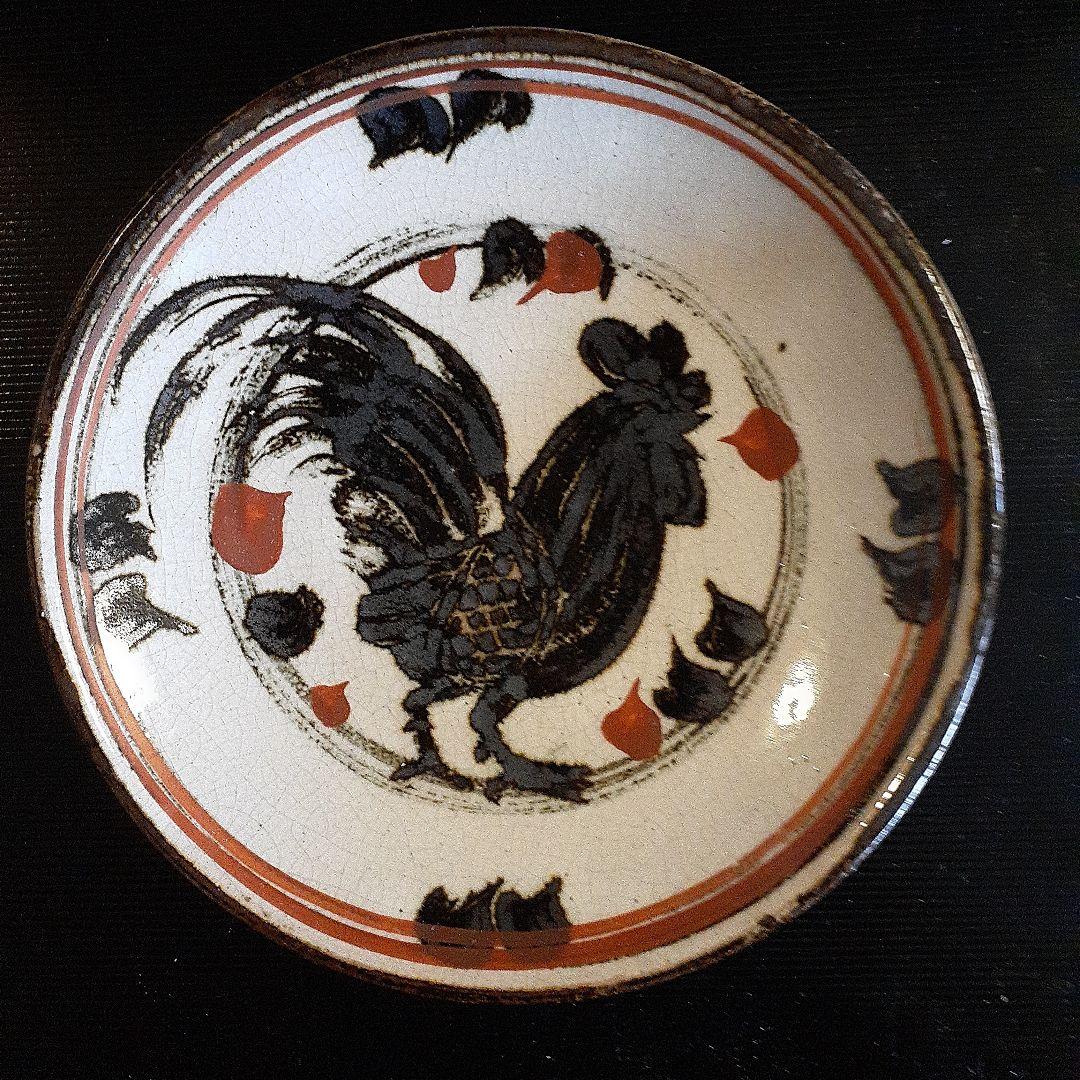 六世清水六兵衛　鶏之図飾り皿