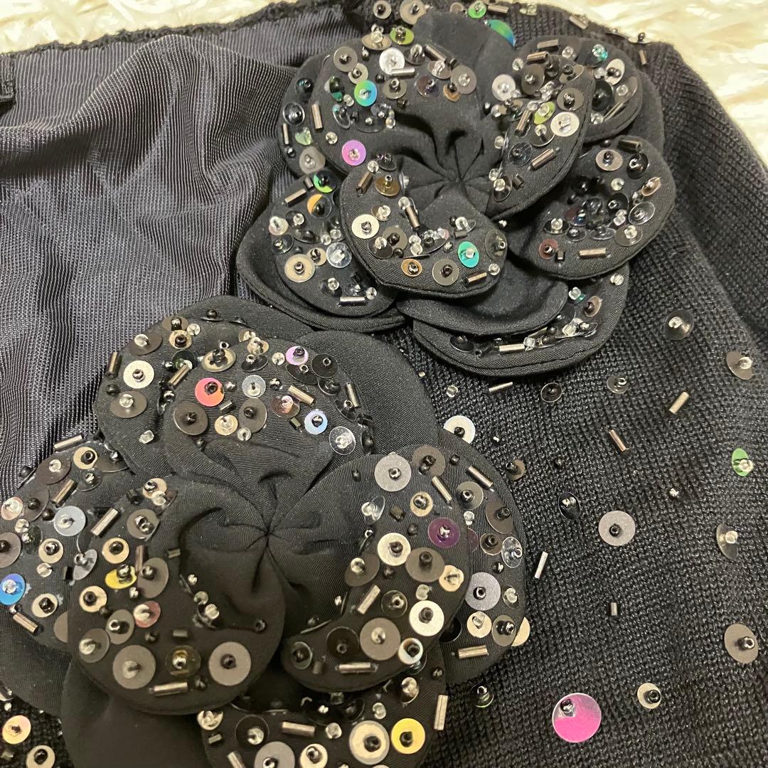 【タグ付】MOSCHINO ビジューカーディガン　ニット　スパンコール　黒　L