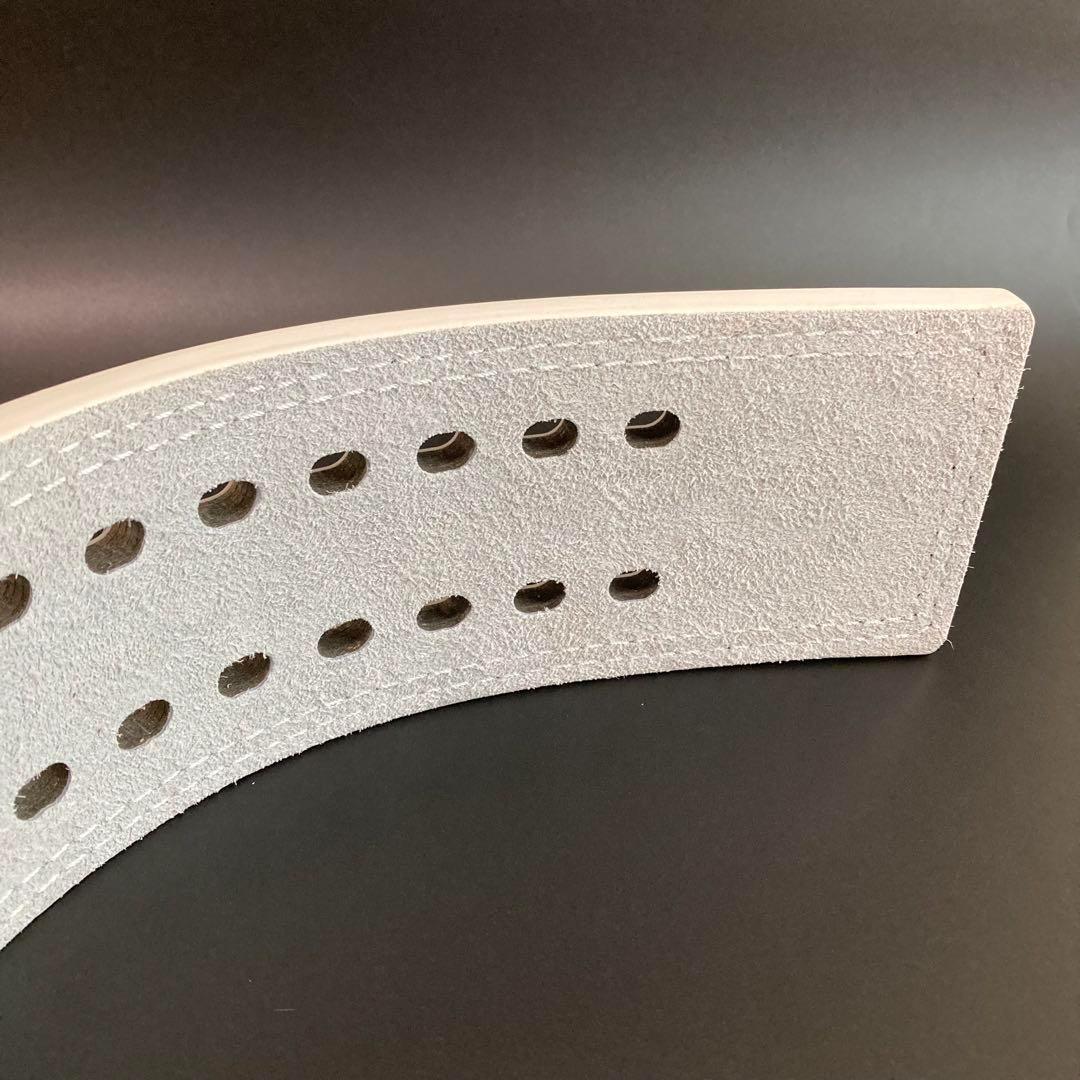 〈訳あり〉パワーベルト レバーアクション 本革 ワンタッチ可変式 白ベルト×黒B