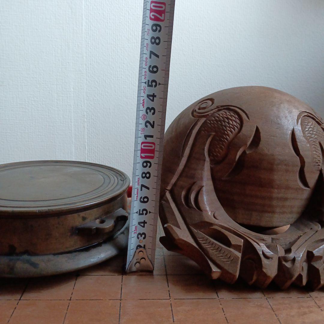 真鍮台座付き 木魚 撥付き 仏具