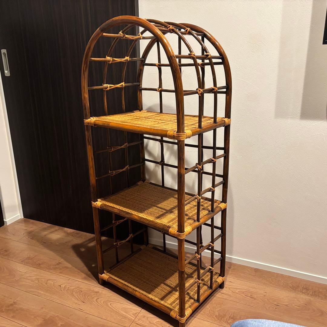 早い者勝ち‼️籐 ラタン ラック シェルフ スタンド 3段 飾り棚 置物台 大型