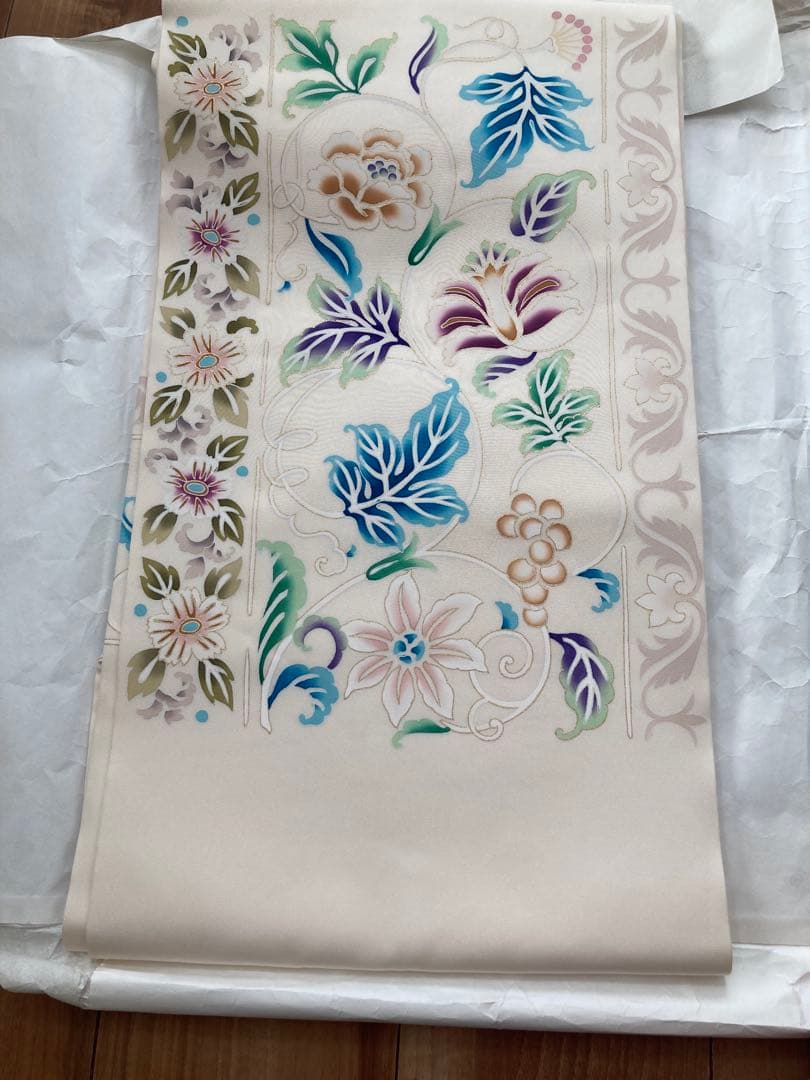 【超美品】【激安】【早い者勝ち】染め名古屋帯 花柄刺繍 雑誌掲載品