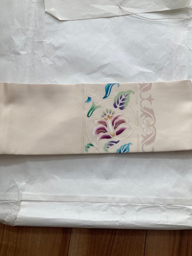 【超美品】【激安】【早い者勝ち】染め名古屋帯 花柄刺繍 雑誌掲載品