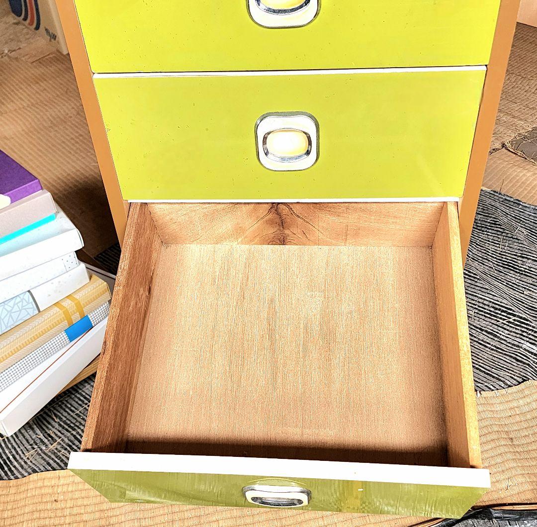 【昭和レトロ】レトロポップ_チェスト/箪笥/5段引き出し(黄緑)