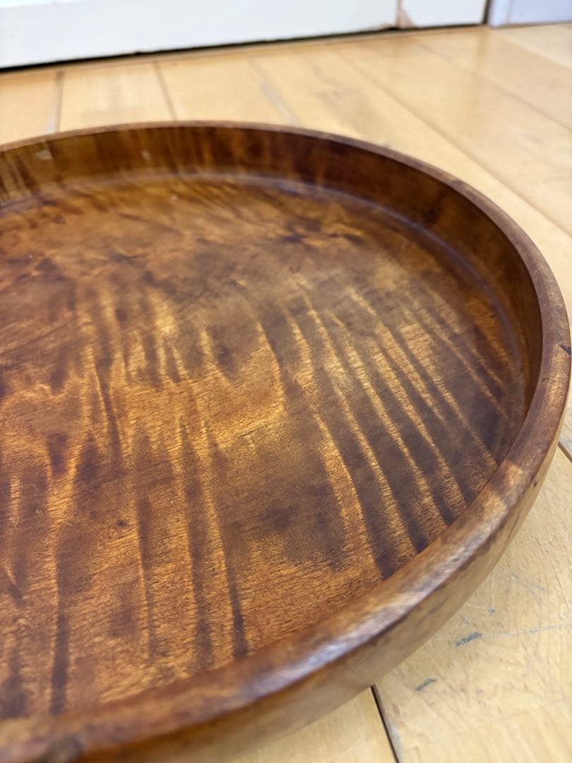 ☆アンティーク☆古道具　丸盆　茶びつ　茶櫃　くり抜き　伝統工芸　虎目　トラ目