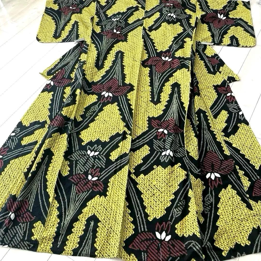 masami 有松絞り浴衣・蜘蛛絞り　菖蒲　身丈169・裄74No.-50